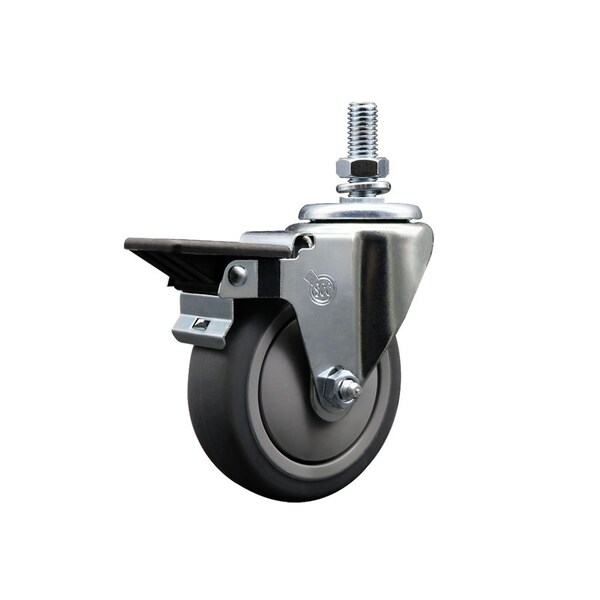 4 Inch Thermoplastic Rubber 10 MM Threaded Stem Caster with Brake